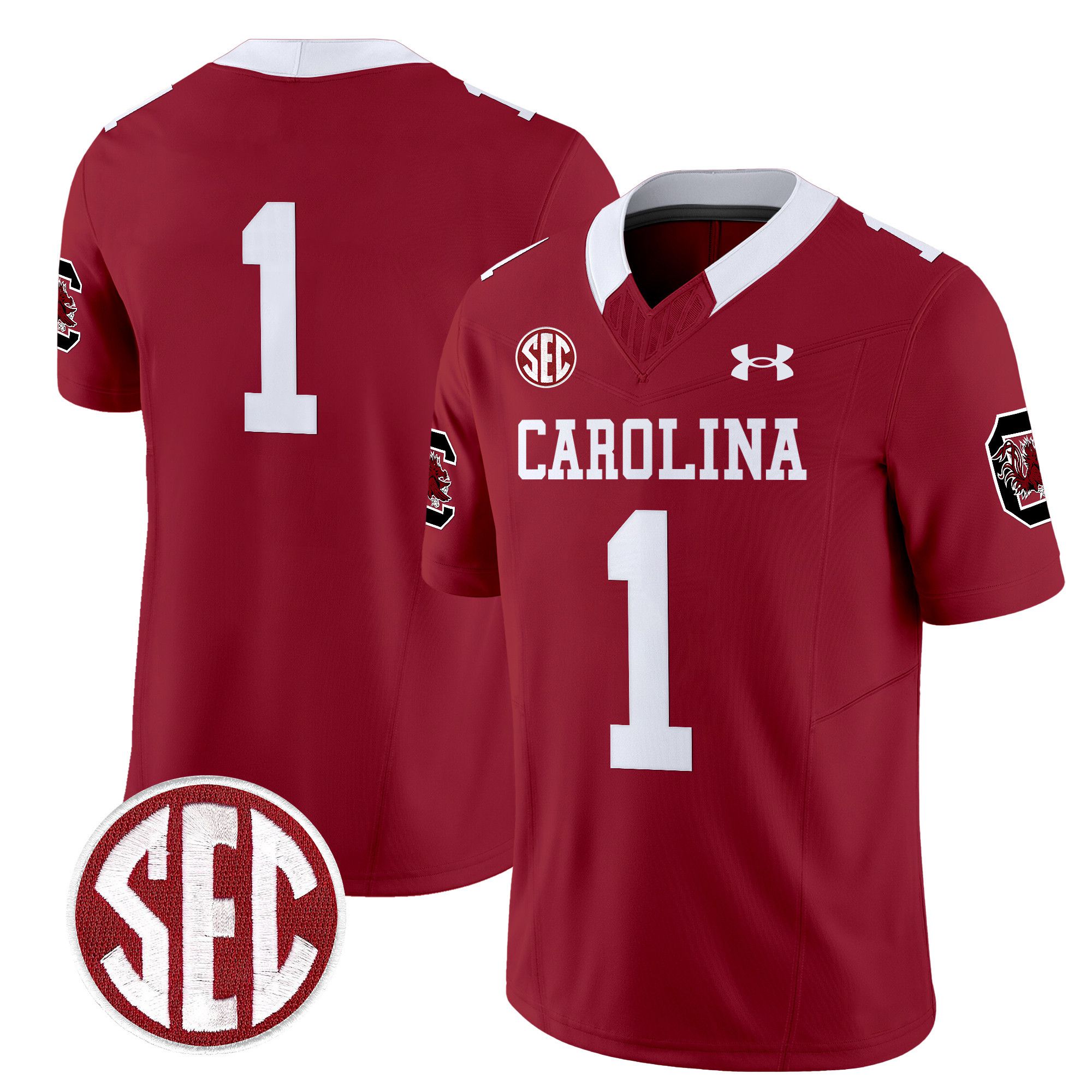 Men South Carolina Gamecocks #1 No Name Red 1980 Throwback Vapor Limited 2024 NCAA Jersey->ncaa teams->NCAA Jersey